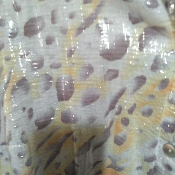 Alfred Dunner Gauze Cotton Metallic Bottondown Shirt Blouse Top 16 W. 3/4 Sleeve - Picture 2 of 10